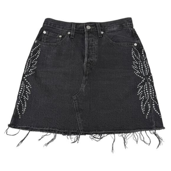 Levi's High-Rise Studded Denim Skirt Size 25 - Picture 4 of 9